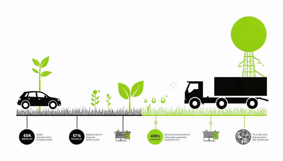 Bar chart comparing greenhouse gas emissions across different stages of biodiesel and conventional diesel production and use
