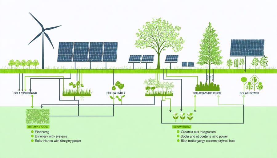 Technical illustration of renewable energy integration systems in a community resilience hub