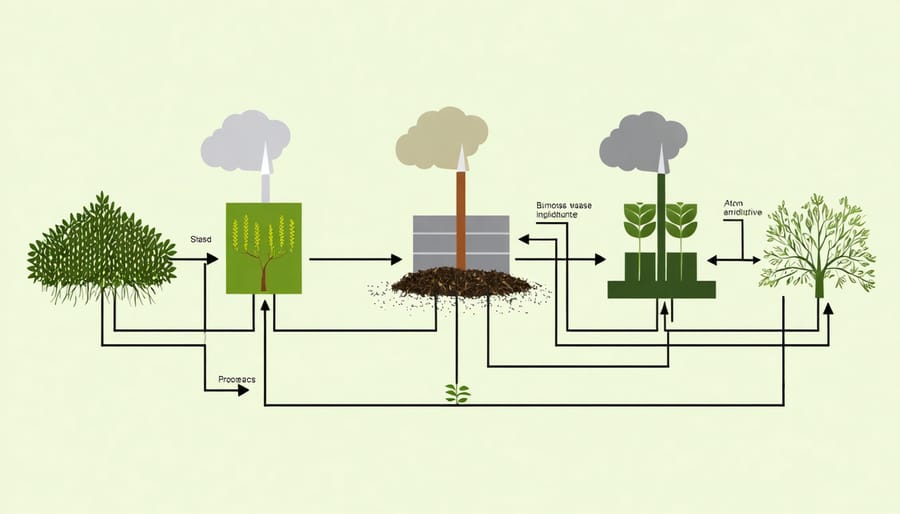 Infographic illustrating the conversion process of agricultural waste into renewable energy