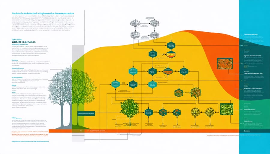 Technical diagram of GDSN infrastructure components and data flow in bioenergy operations