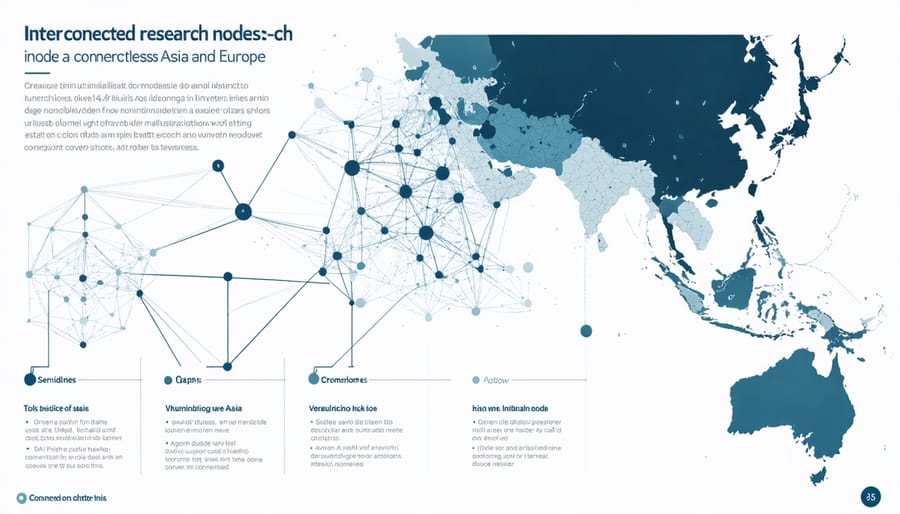 Visual representation of global research partnerships and knowledge exchange networks