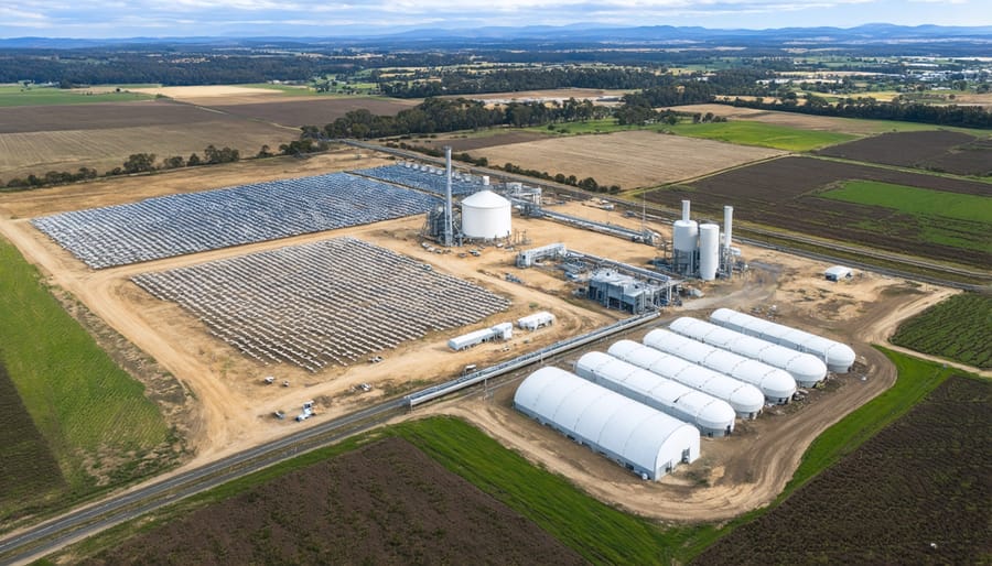 Bird's eye view of Goulburn Valley bioenergy plant and infrastructure