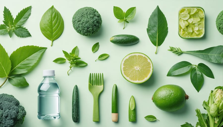 Display of transparent and colored biodegradable food containers made from plant-based materials