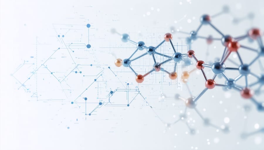 Artistic representation of quantum biosensor detecting biological molecules with quantum mechanical effects