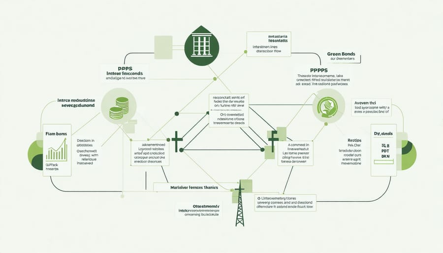 Visual diagram of renewable energy financing structures and their relationships