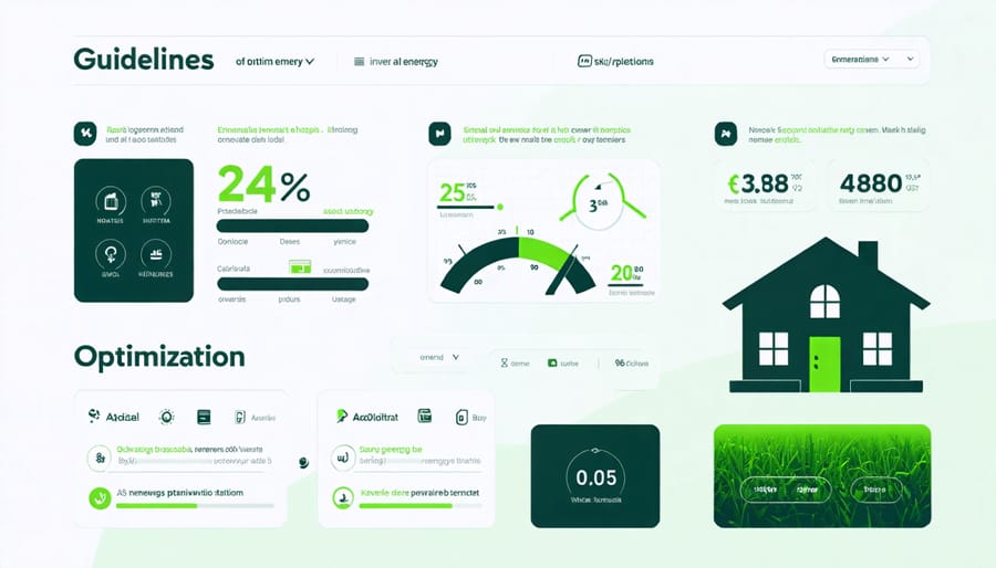 Digital interface displaying home energy consumption metrics and solar power generation statistics