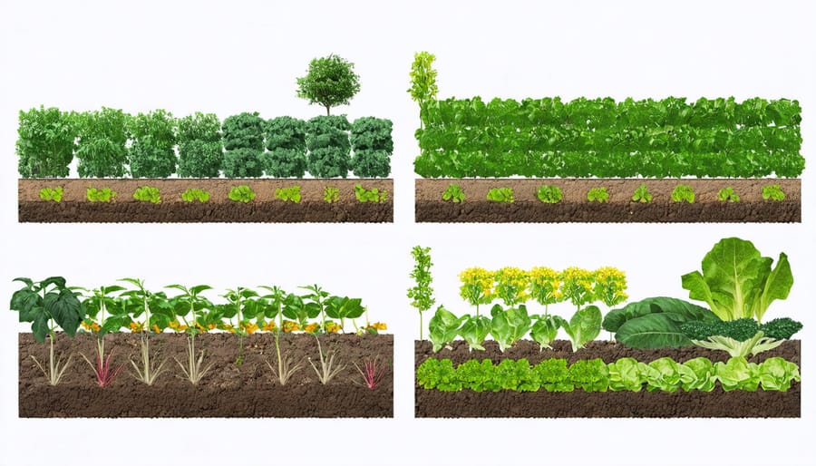 Side-by-side comparison of a suburban block transformed from unused space to community gardens and urban farms