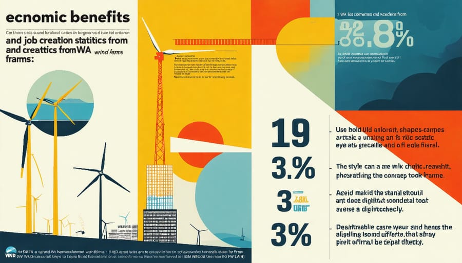 Visual representation of employment figures and economic growth data related to wind energy in Western Australia
