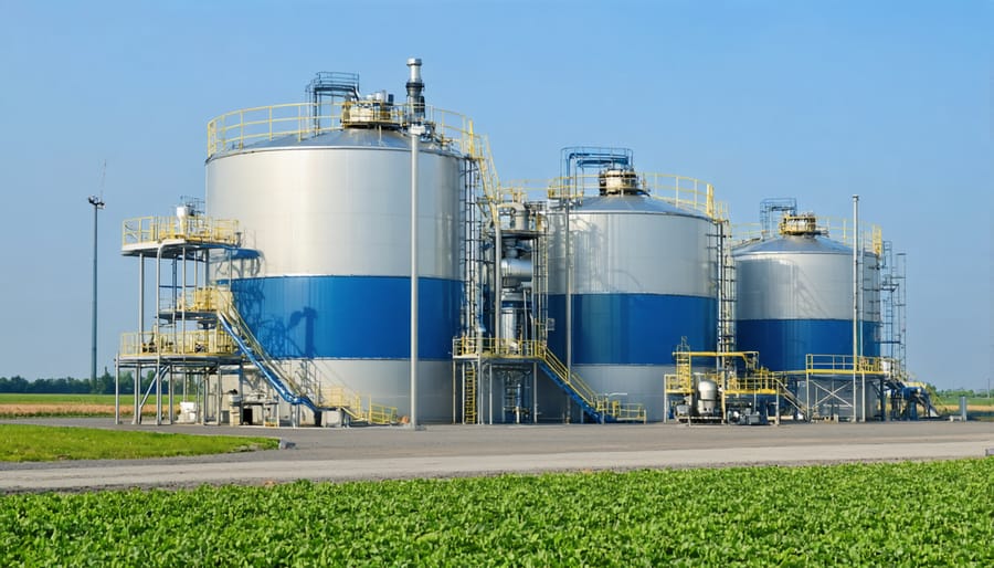 Modern bioenergy plant converting farm waste to renewable energy
