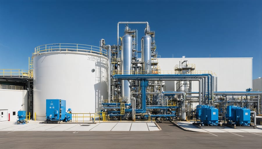 Large-scale Australian biodiesel production facility with stainless steel tanks and processing units