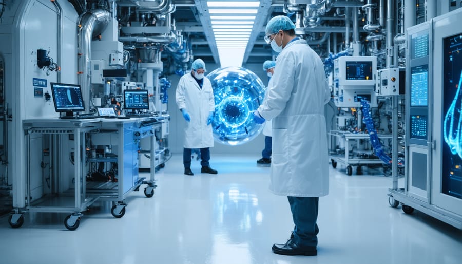Research team operating fusion diagnostic equipment in an Australian laboratory