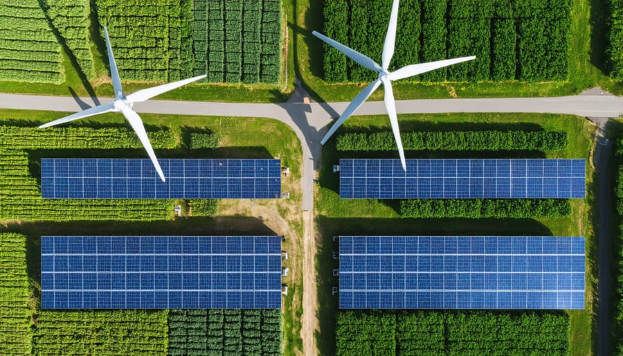 Modern Australian renewable energy facility combining bioenergy, solar, and wind power