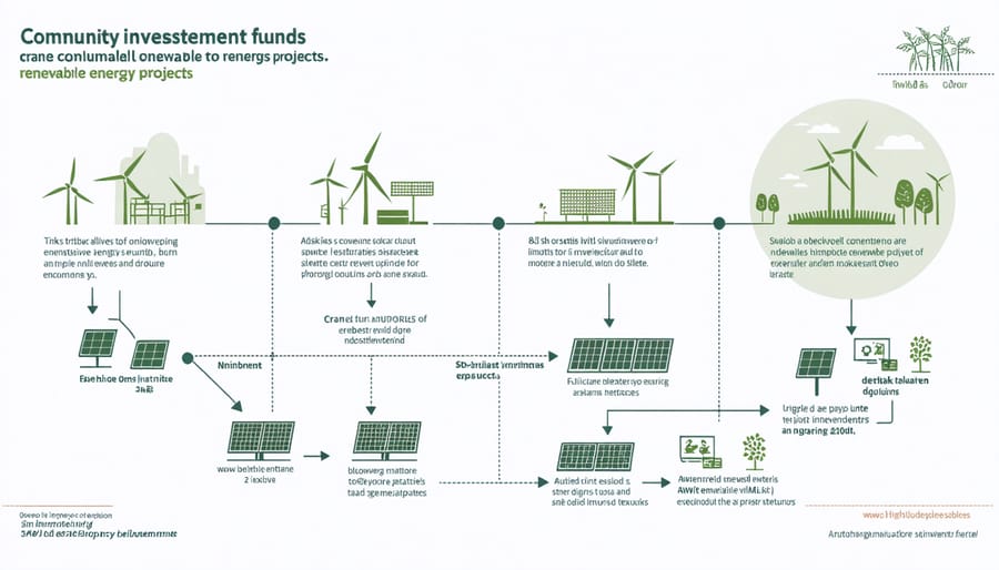 Visual diagram depicting how community financing works for green energy projects