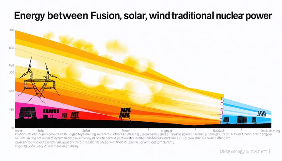 Visual comparison chart showing energy generation potential of different power sources including fusion
