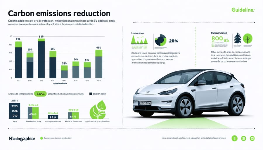 Visual representation of decreasing carbon emissions through community EV charging network adoption
