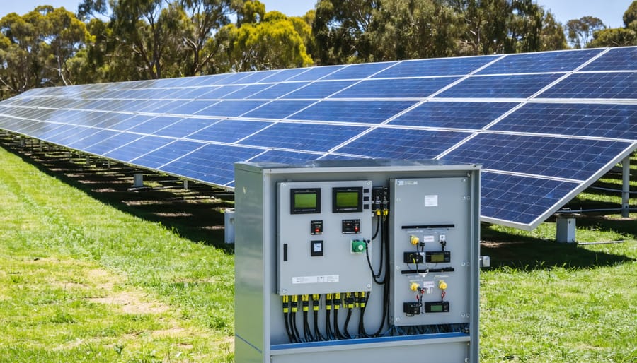 Melbourne community microgrid facility with solar array installation and monitoring equipment