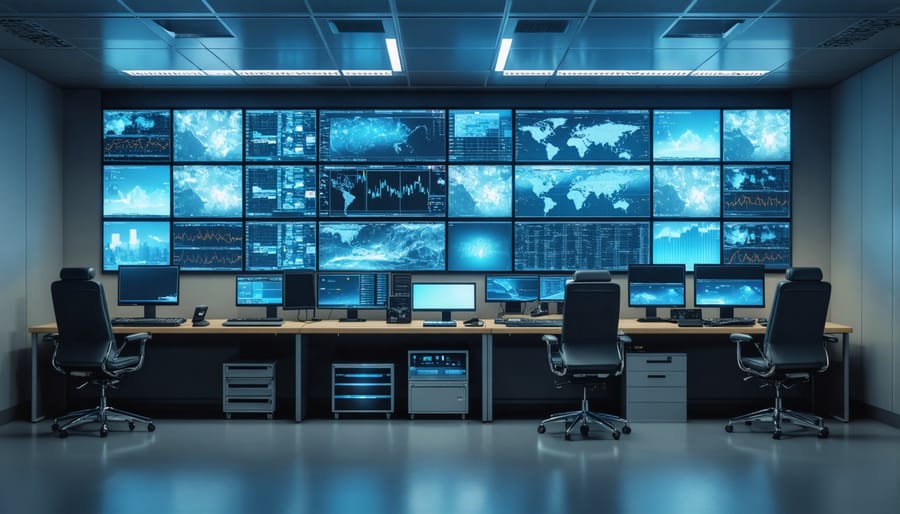 Interior view of Newcastle's smart city operations center with digital displays and control systems