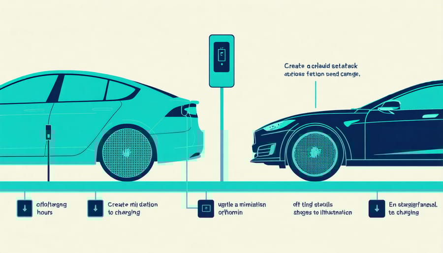 Infographic illustrating peak load management for EV charging stations
