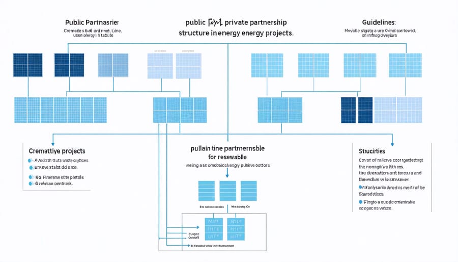 Flow chart showing relationships between government, private investors, and energy projects
