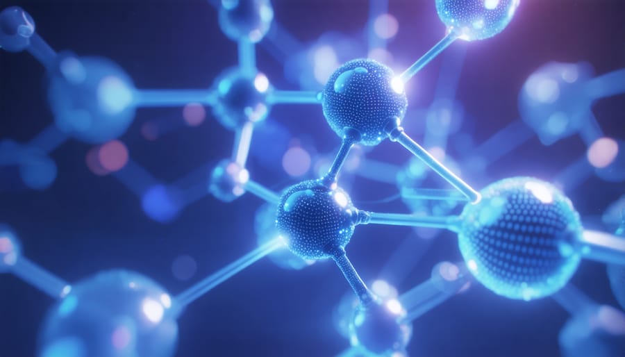 Computer-generated visualization of quantum dot nanostructures with visible energy bands