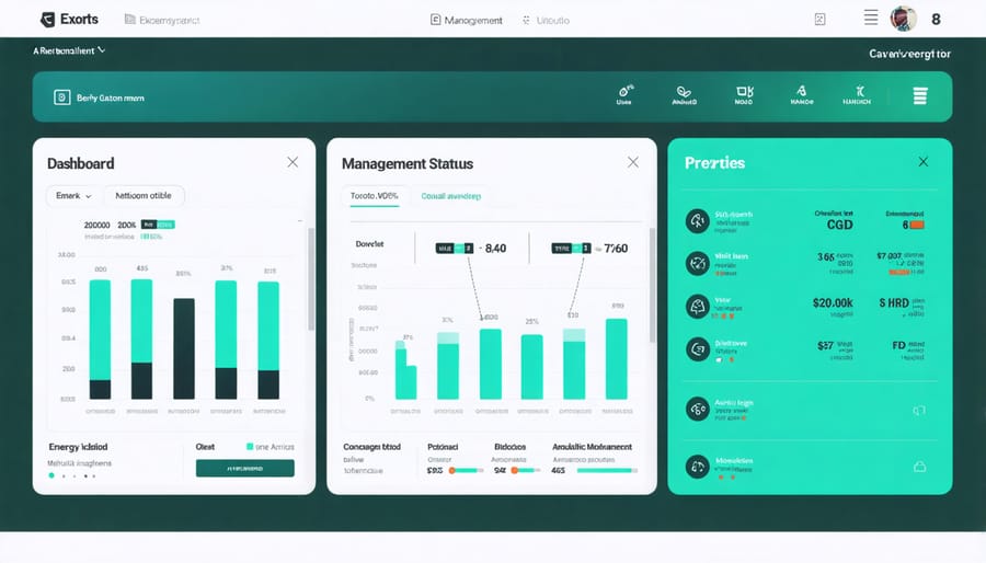 Smart building energy management dashboard displaying real-time energy usage data and analytics