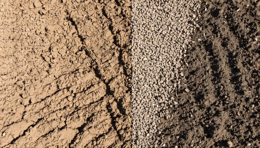 Side-by-side comparison of tilled versus no-till farming soil conditions