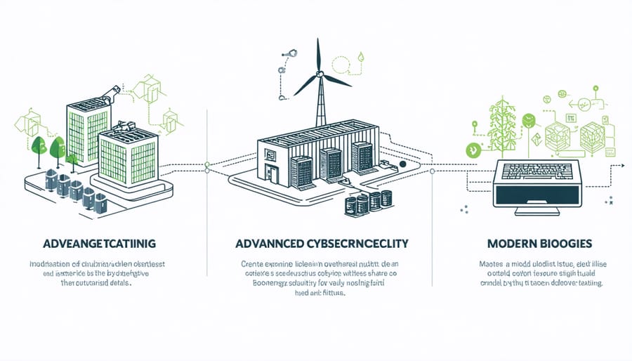 Detailed diagram of cybersecurity systems protecting a bioenergy facility's operations