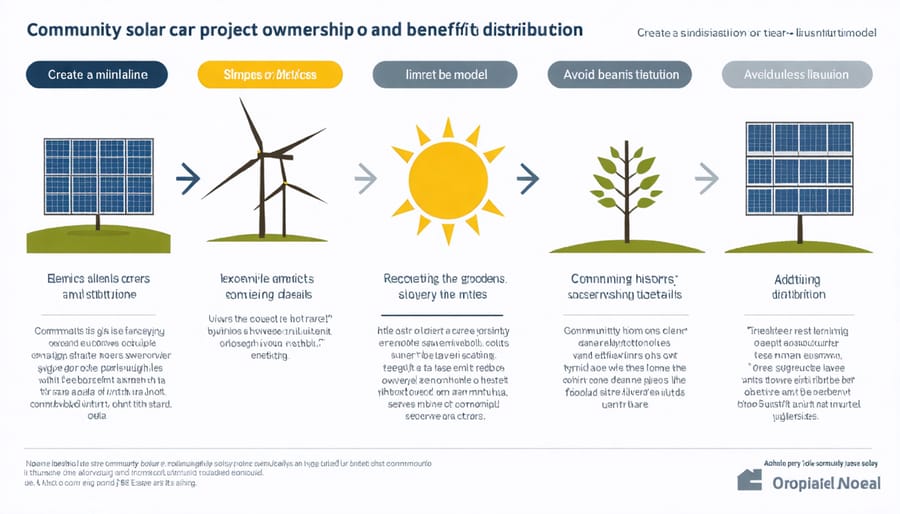 Visual diagram explaining how community-owned solar projects distribute benefits among participants