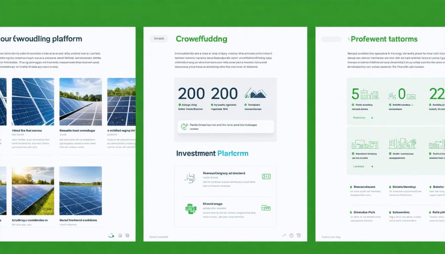 Screenshots of Australian renewable energy crowdfunding platform interfaces
