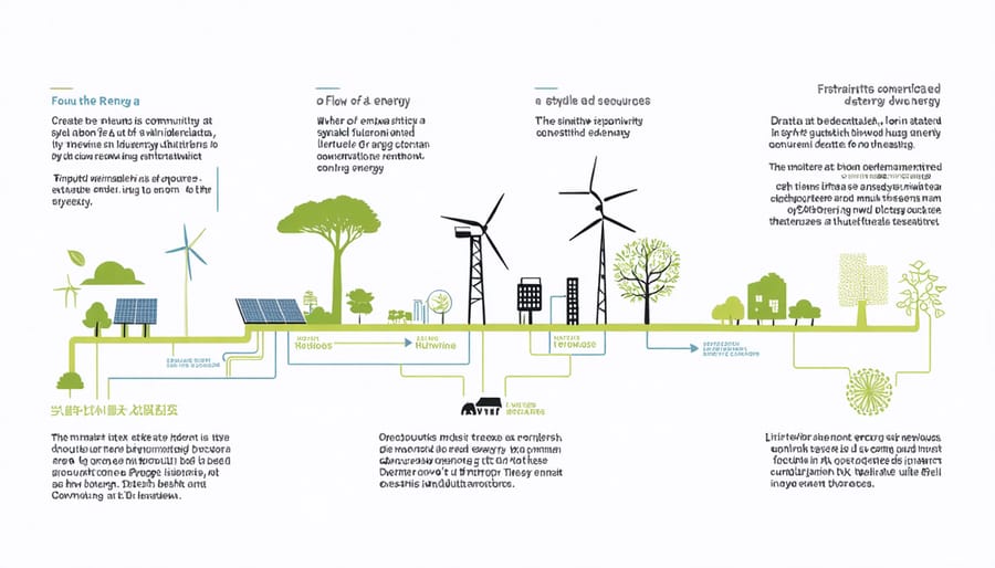 Diagram illustrating how decentralized energy systems connect and benefit local communities