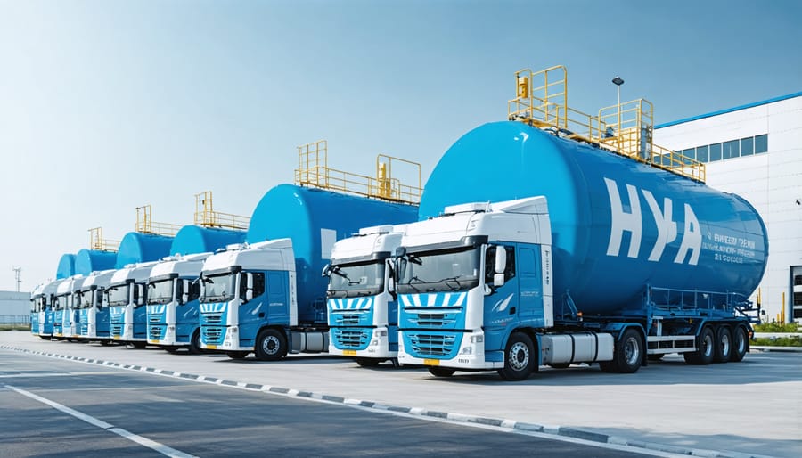 Modern hydrogen storage and distribution center with loading facilities
