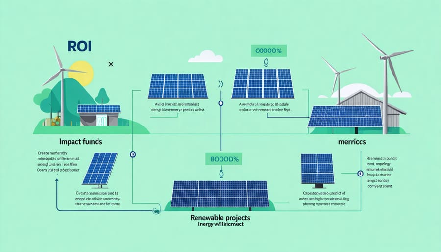 Visual diagram depicting sustainable investment flows and returns in renewable energy sector
