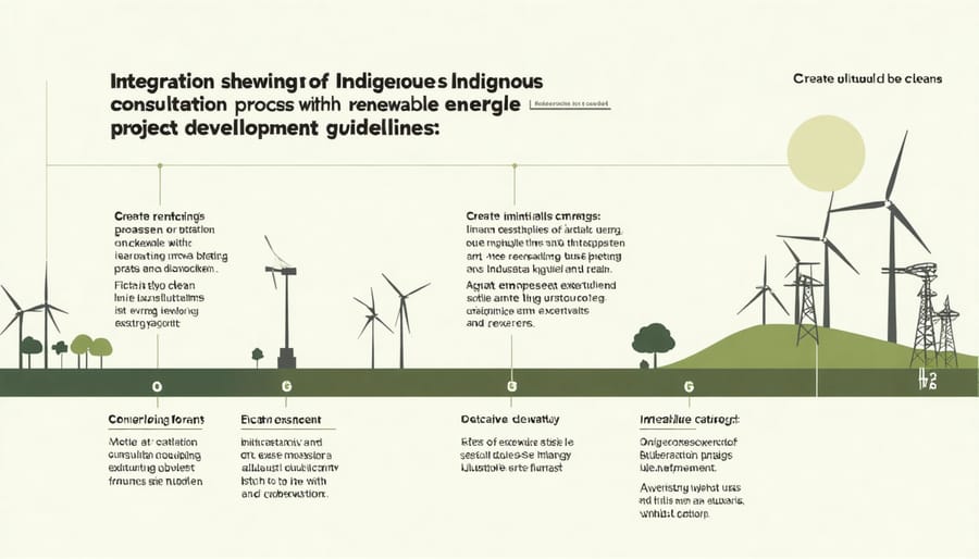 Flow chart depicting steps for Indigenous community engagement in renewable energy projects