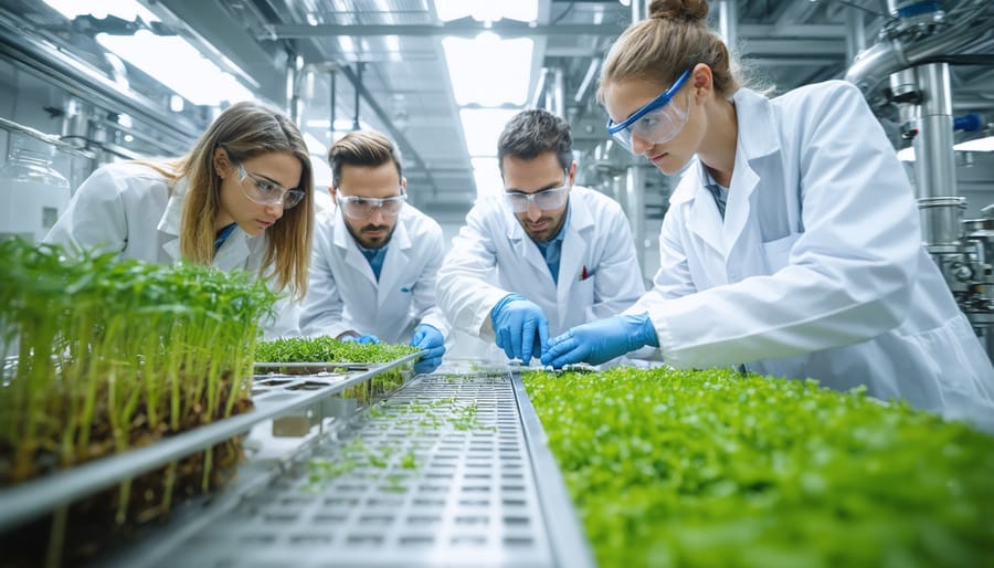 International researchers working together in modern bioenergy laboratory