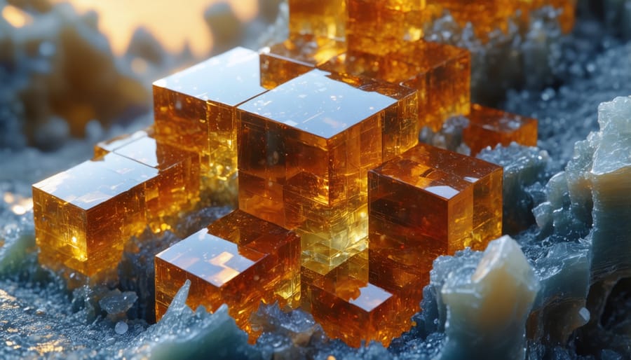 Microscopic view of perovskite material showing crystalline structure used in solar cells