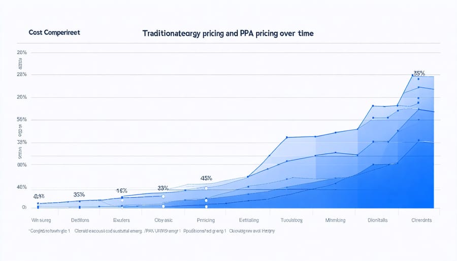 Chart comparing traditional energy costs versus PPA pricing stability