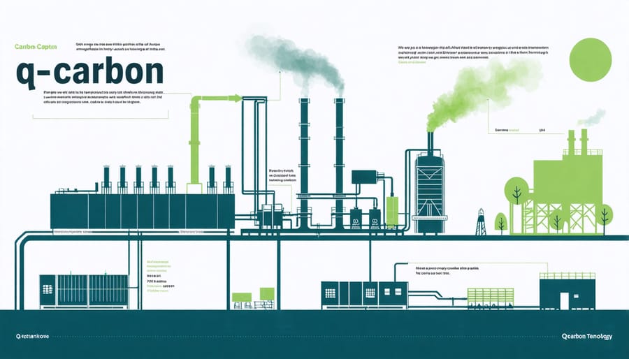 Diagram of industrial carbon capture system utilizing q-carbon technology