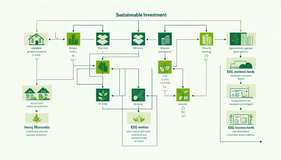 Visual diagram illustrating various sustainable investment pathways and their interconnections