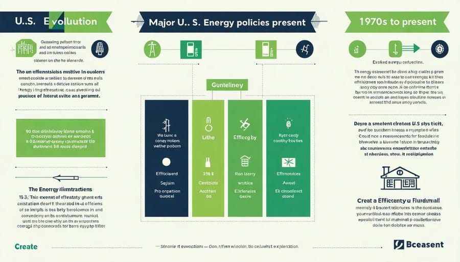 Timeline visualization of key U.S. energy efficiency policies and milestones