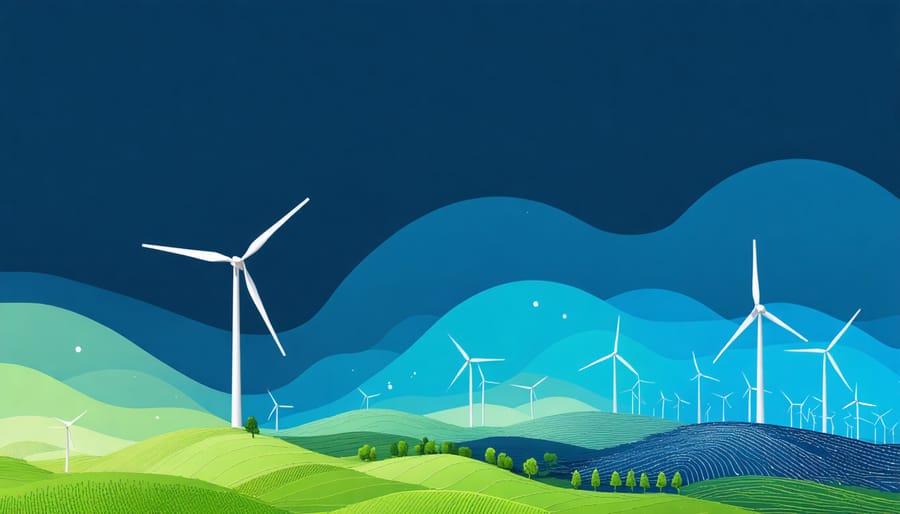 3D visualization of wind patterns and AI predictions around wind turbines