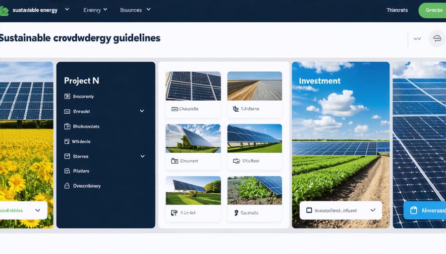 User interface of an Australian sustainable energy investment platform displaying various renewable projects