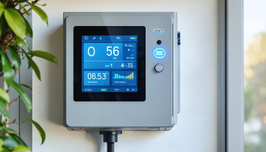 Digital 5G smart meter displaying real-time household energy usage information
