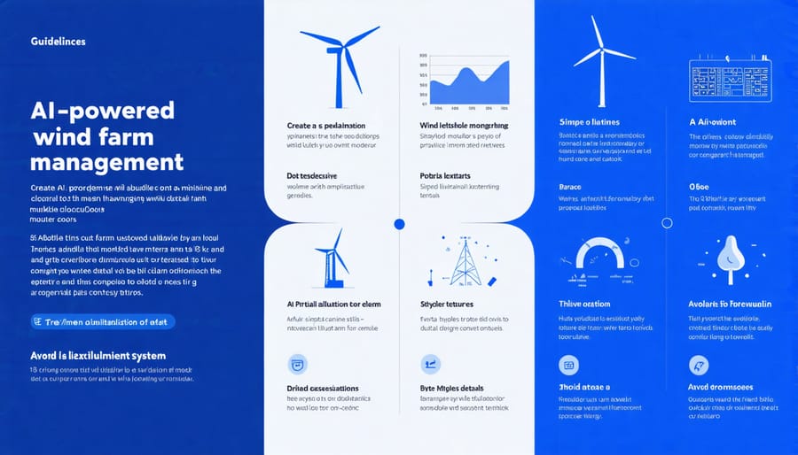 Digital interface displaying wind pattern predictions and turbine optimization data