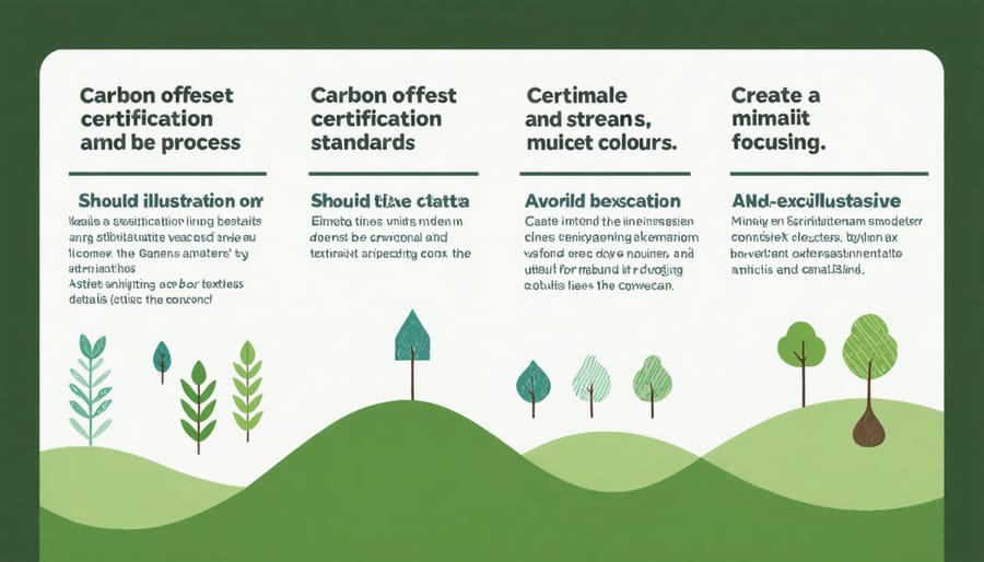 Visual diagram of carbon offset verification process showing key certification steps and standards