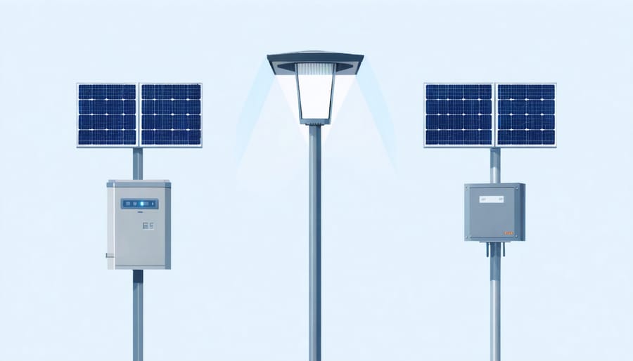 Labeled diagram of solar street light components and their connections
