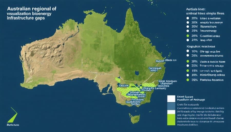 Infographic map showing bioenergy infrastructure distribution across Australian regions