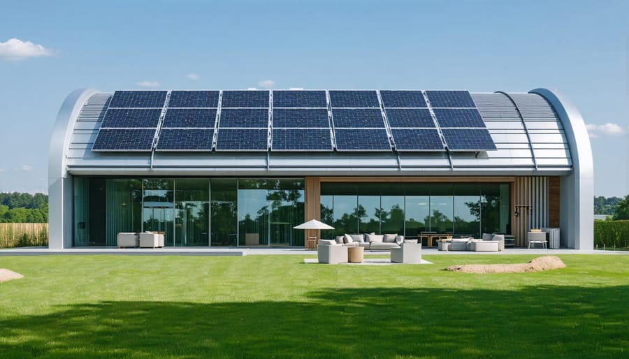 Exterior view of an Australian zero energy commercial building with visible renewable energy systems