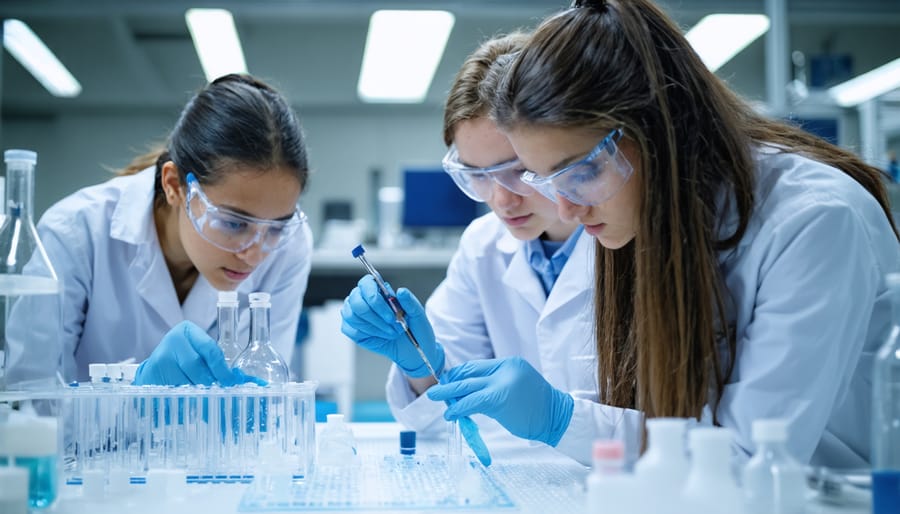 University students conducting experiments with biomimicry-inspired energy systems