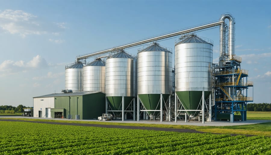 Agricultural waste processing facility converting farm residues into bioenergy