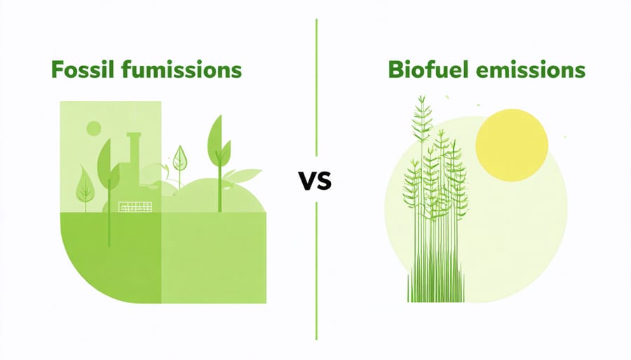 Infographic comparing carbon emissions between fossil fuels and biofuels in Australian cities